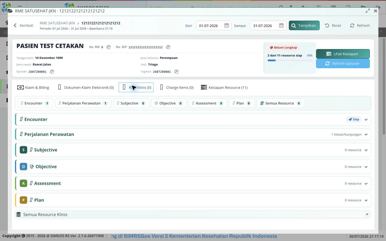 Tab RME Klinis pada Portal RME