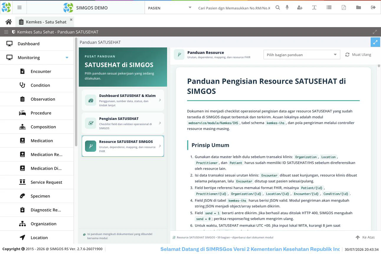 Panduan Resource SATUSEHAT pada aplikasi